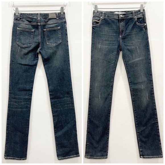 Duo Duo Piastrina Straight Leg Denim Distressed Jeans Size 14 Made In Italy - Picture 1 of 7